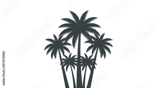 Silhouette of a cluster of tropical palm trees forming a summer or vacation-themed design element