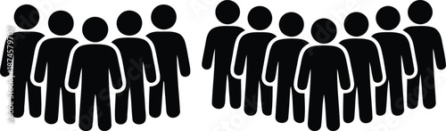 Two groups of people standing together