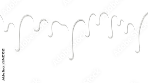 Seamless pattern of white liquid dripping down a plain background, creating a smooth and fluid artistic effect.