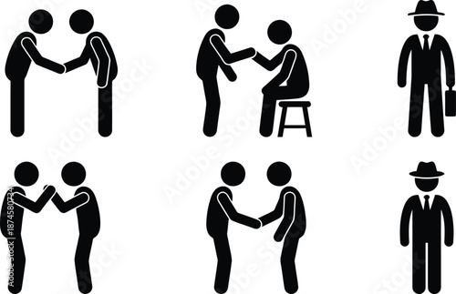 Different ways of people shaking hands with each other