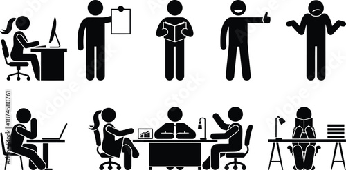 Office workers engaged in various activities