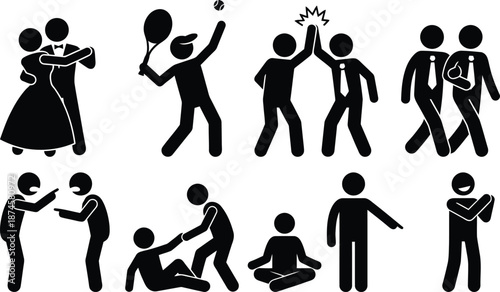 People engaging in various activities and emotions