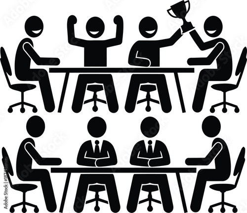 Business meeting with successful and unsatisfied team