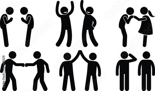 People interacting with each other in different ways