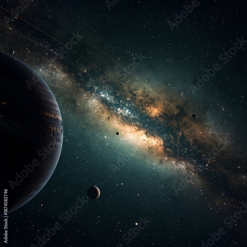 planet in space with galaxies of stars