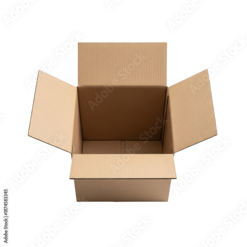 Open cardboard box isolated on transparent background