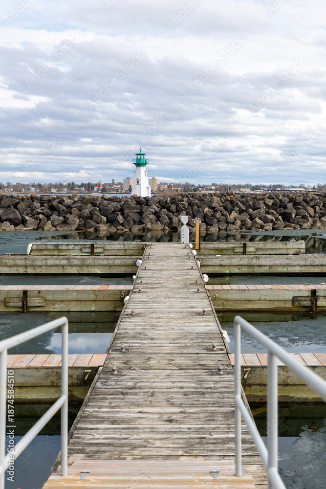 Fototapeta premium Prescott Heritage Harbour on the St. Lawrence River in Ontario, Canada
