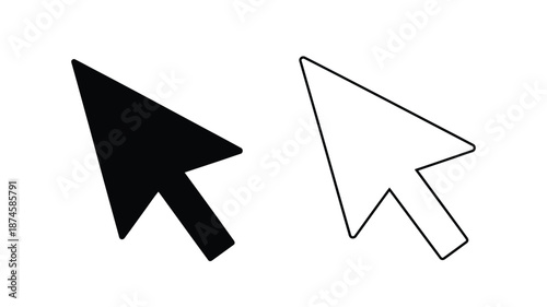 Two computer cursors one filled and one outline a visual comparison silhouette