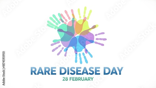 Free Download Colorful illustration for Rare Disease Day on 28 February, depicting vibrant handprints symbolizing global support, community, and awareness for rare health conditions - GFXLoad