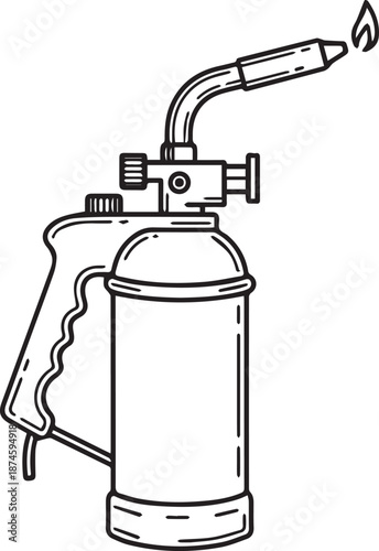 Blowtorch with flame for industrial use
