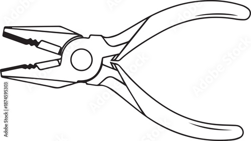 Line art of needle nose pliers on white background