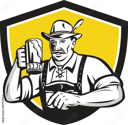 Bavarian Beer Drinker Oktoberfest Crest Retro