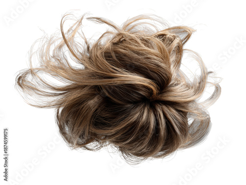 Dynamic tousled hair against neutral background