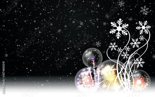 Black grunge Christmas background, Christmas wishes background, Winter Snowfall Christmas background, Flying snow flakes and stars on winter Green background.