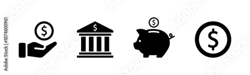 Financial savings and banking icons set