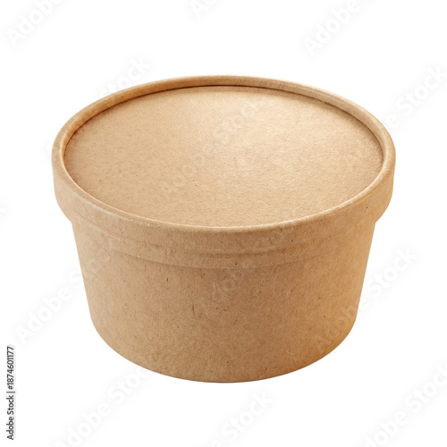 Tableau sur toile Isolated eco-friendly kraft paper food bowl with fitted lid photorealistic 3D re
