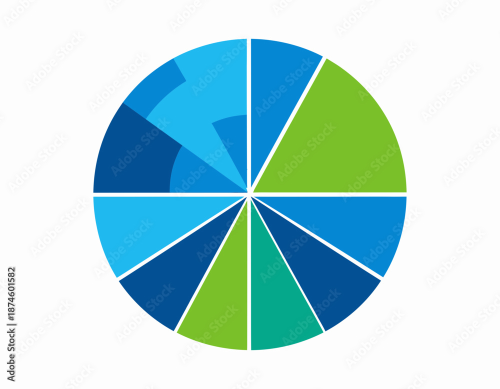 Fototapeta premium Abstract Circular Diagram With Blue And Green Segments Illustration