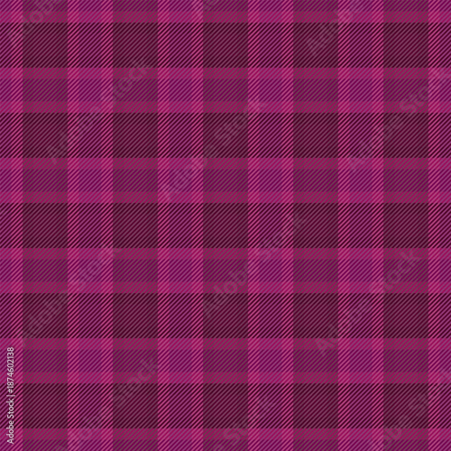 Delicate seamless textile vector, quilt pattern tartan plaid. Awesome texture check background fabric in pink and dark colors.