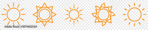 Set of sun outline icons