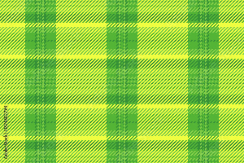 Manufacturing background vector textile, close-up texture seamless check. Classy fabric plaid tartan pattern in green and lime colors.