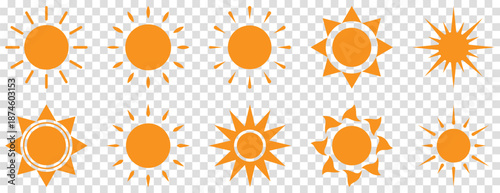 Sun orange icon set