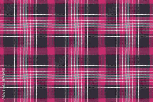 Picnic vector texture textile, graph plaid check fabric. Paper pattern background seamless tartan in dark and pink colors.