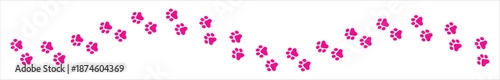 Paw Prints. Cute pets and Dogs pets paw print isolated on white background. Animal paw prints.