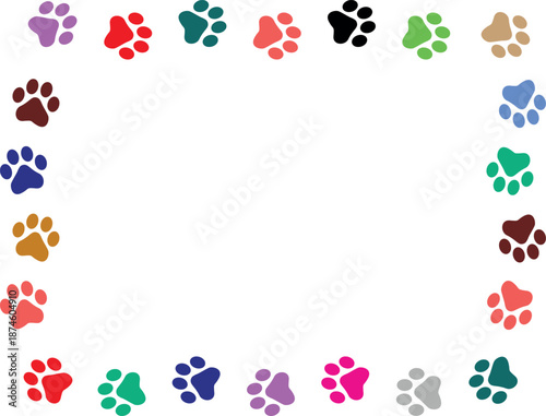 Paw Prints Background. Cute pets and Dogs pets paw print isolated on white background.