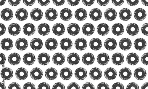 Abstract seamless pattern of swirling circles.  Geometric design ideal for backgrounds, textiles, or website design.  Stylish monochrome graphic with a hypnotic, repetitive visual texture.