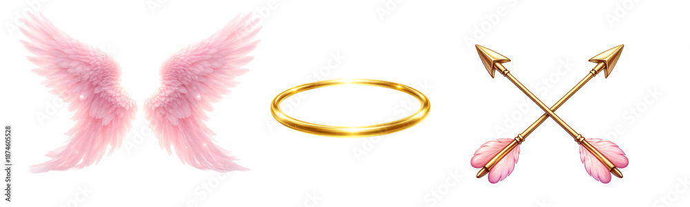Obraz premium Valentine's Day set. wedding rings on a white background. halo on a transparent background
