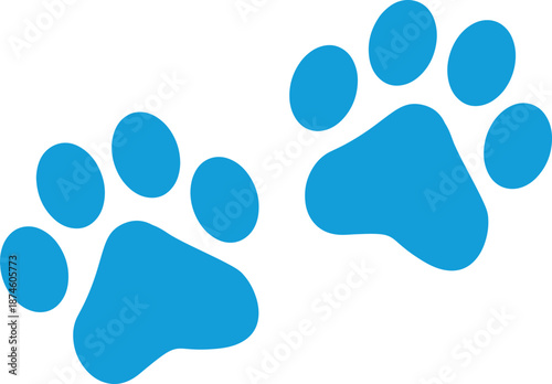 Paw Prints. Cute pets and Dogs pets paw print isolated on white background. Animal paw prints.