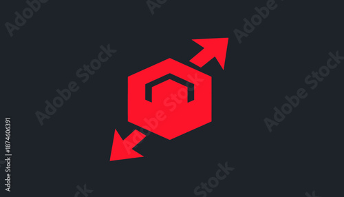 Abstract Directional Arrows Expanding Outward From Geometric Core Center Concept