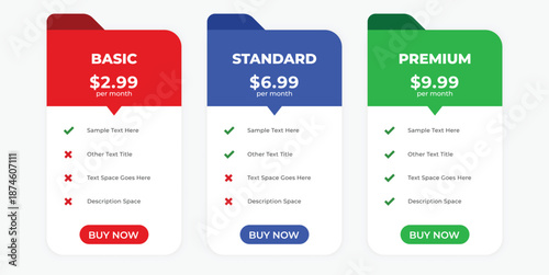 Modern Subscription Pricing Plans Comparison Table