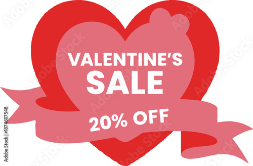 Happy Valentine's Sale 20% text template vector art illustration 4