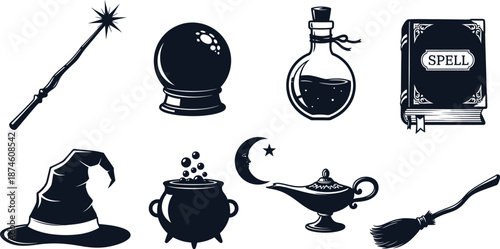 Magical objects and symbols for fantasy and witchcraft