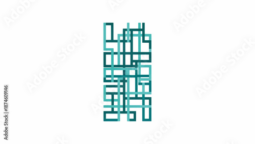 Abstract geometric maze and circuit board pattern. Interconnected lines network concept. Minimalist flat design vector illustration isolated on white background