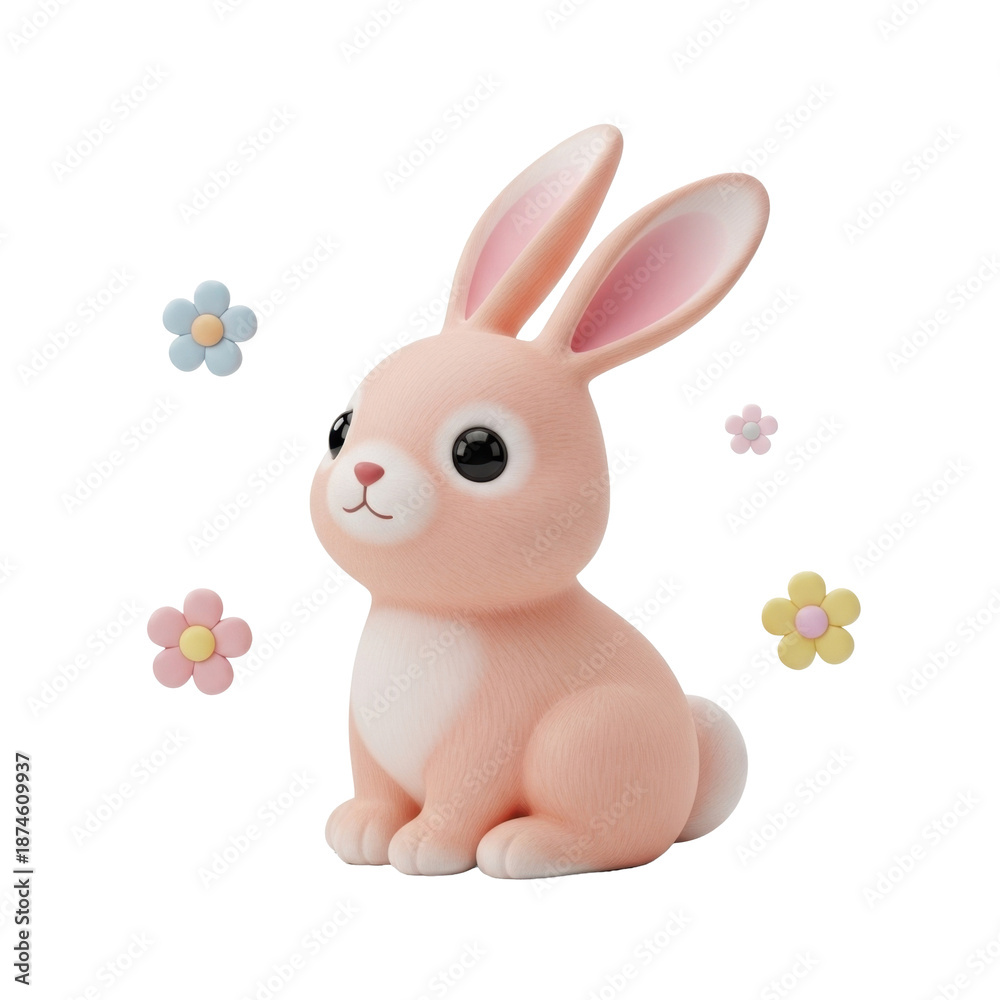 Fototapeta premium Cute bunny with flowers illustration
