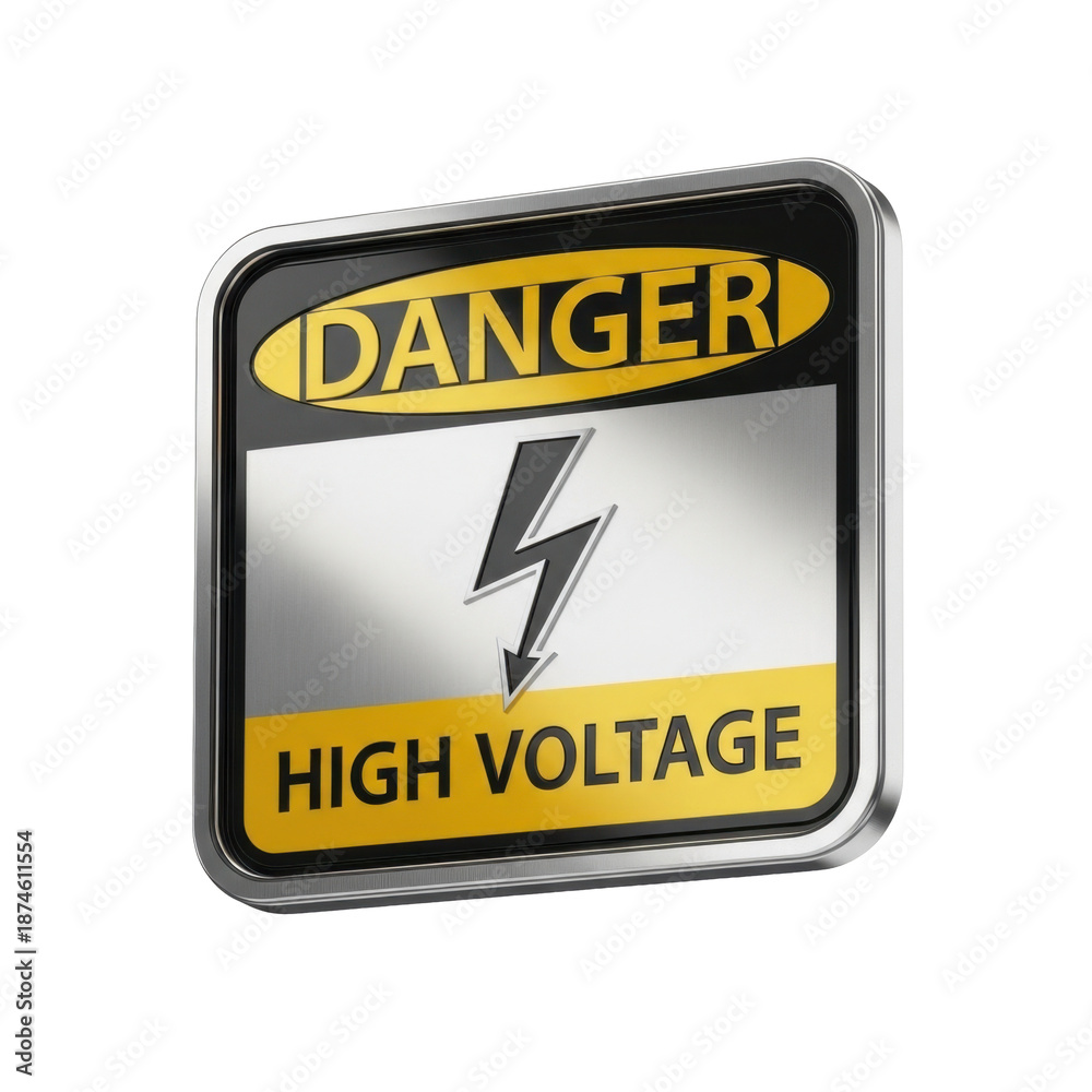 Fototapeta premium High voltage danger sign with lightning bolt