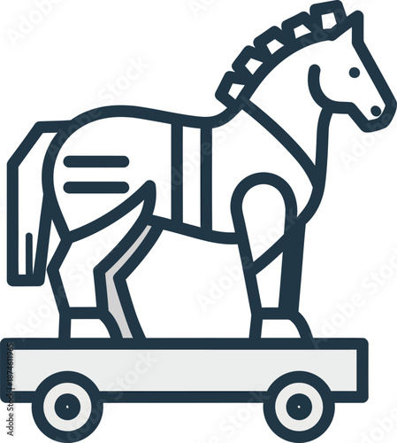 Trojan Horse On Wheels Vector Illustration