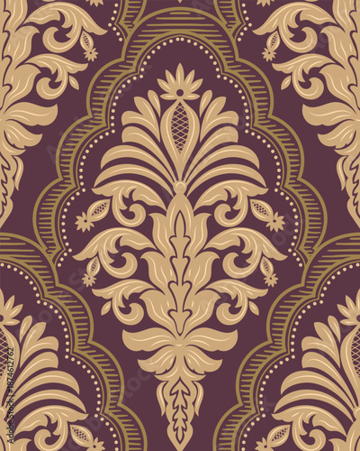 Damask modern seamless pattern element. Vintage classical old fashioned damask ornament, seamless texture for wallpapers, textile.
