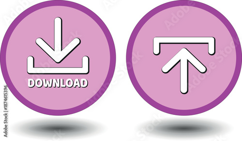 download button for internet website use. Download icon on isolated white background with shadow.