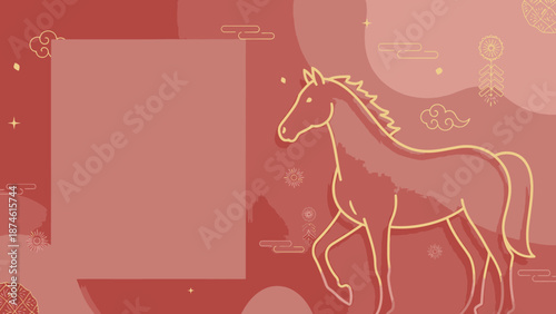 A majestic horse running freely under a vibrant sky with artistic illustrations