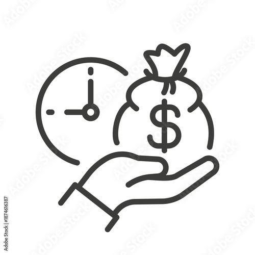 Fast money icon. Easy instant credit. Loan payment. Thin line vector illustration.