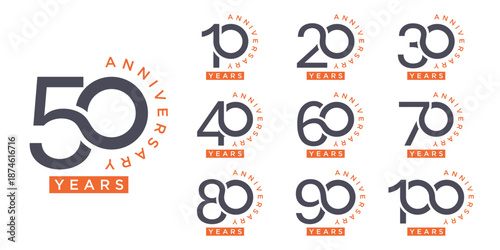 Collection of anniversary logo design. Celebration Days Custom Vector Graphics Icon Concept