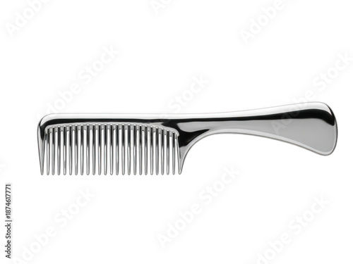 Silver metal hair comb isolated on transparent background