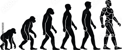Evolution of Human to Robot, Transformation from Ape to Cyborg