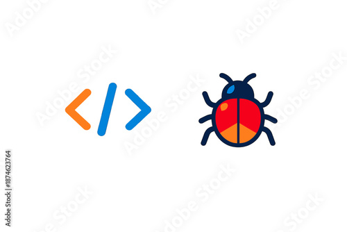 Coding and Bug Iconography with Neon Glow