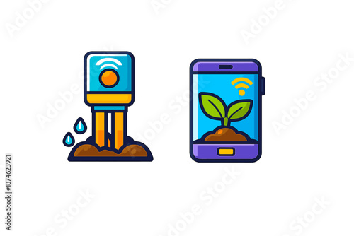 Smart farming icons showing automation and technology