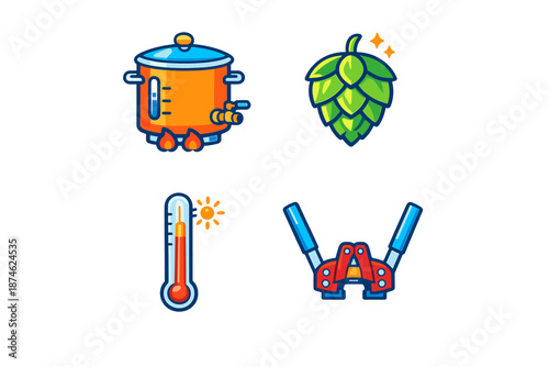 Homebrewing Equipment Icons on Dark Background