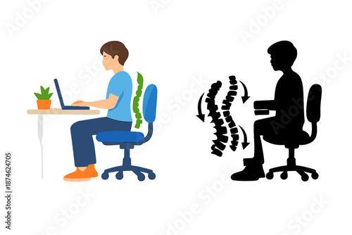 Man sitting at a desk with good posture